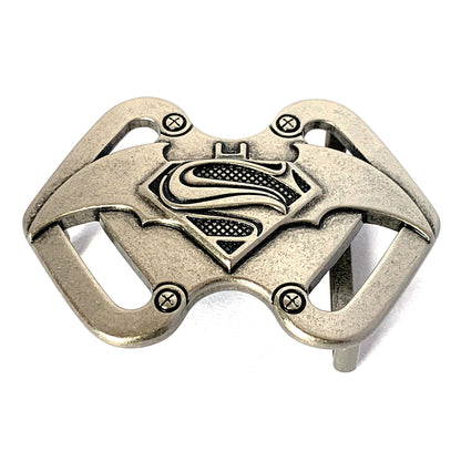 QHA Mens Antique Silver Batman Superman Hybrid Belt B16 - QHA UK