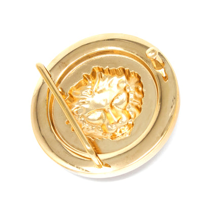 QHA Gold Lion Head Round Belt Buckle, Full Crystal Background - Buckle Detail - QHA UK