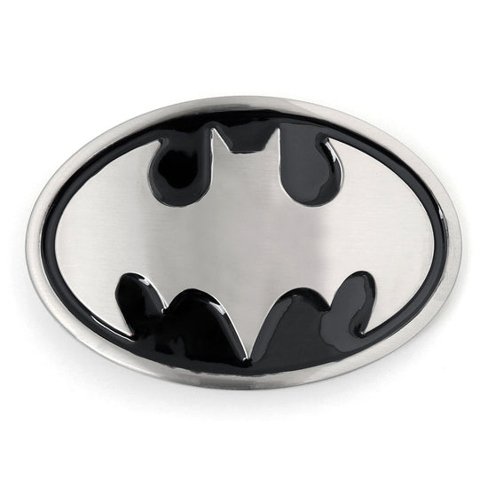 QHA Mens Silver Bat Symbol Oval Belt Buckle, Fits 38mm Snap-On - QHA UK