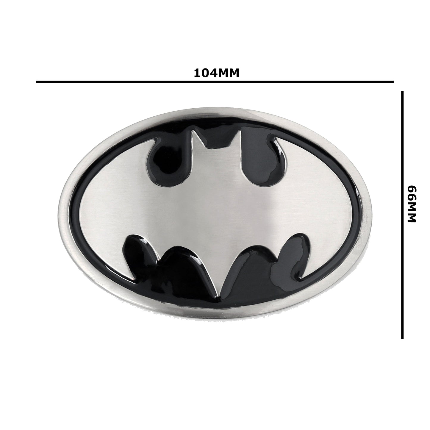 QHA Mens Silver Bat Symbol Oval Belt Buckle, Fits 38mm Snap-On - Buckle Detail - QHA UK
