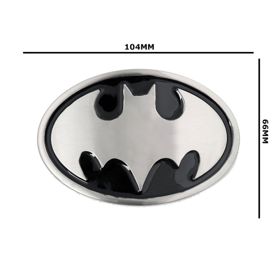 QHA Mens Silver Bat Symbol Oval Belt Buckle, Fits 38mm Snap-On - Buckle Detail - QHA UK