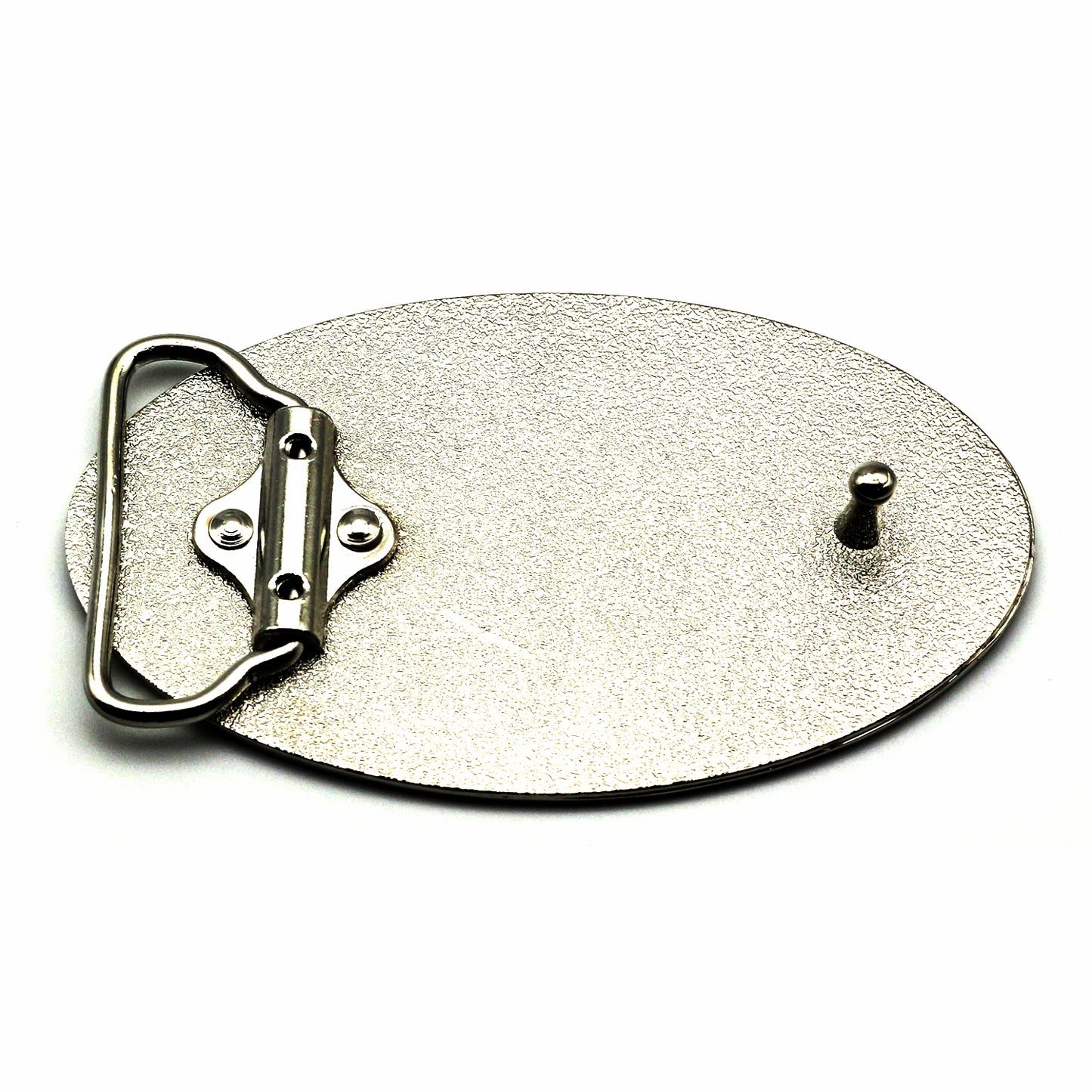 QHA Mens Silver Bat Symbol Oval Belt Buckle, Fits 38mm Snap-On - Buckle Detail - QHA UK