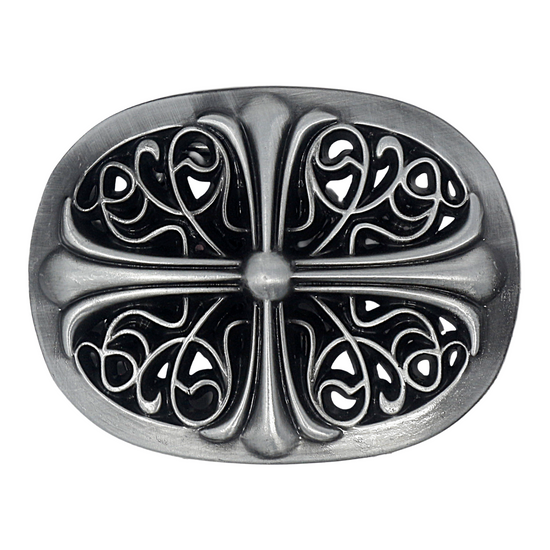 QHA Mens Antique Gothic Designer Cross Oval Belt Buckle, Fits - QHA UK