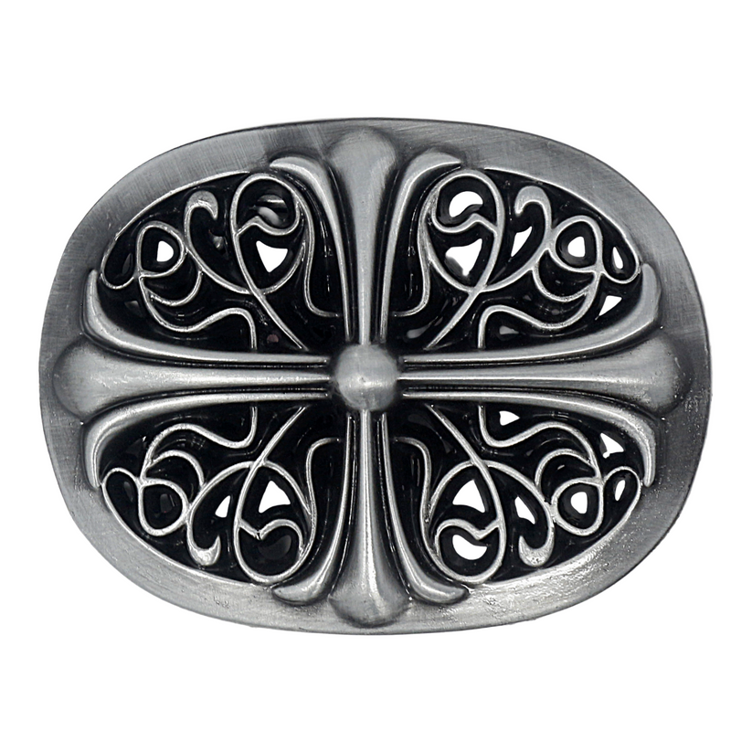QHA Mens Antique Gothic Designer Cross Oval Belt Buckle, Fits - QHA UK