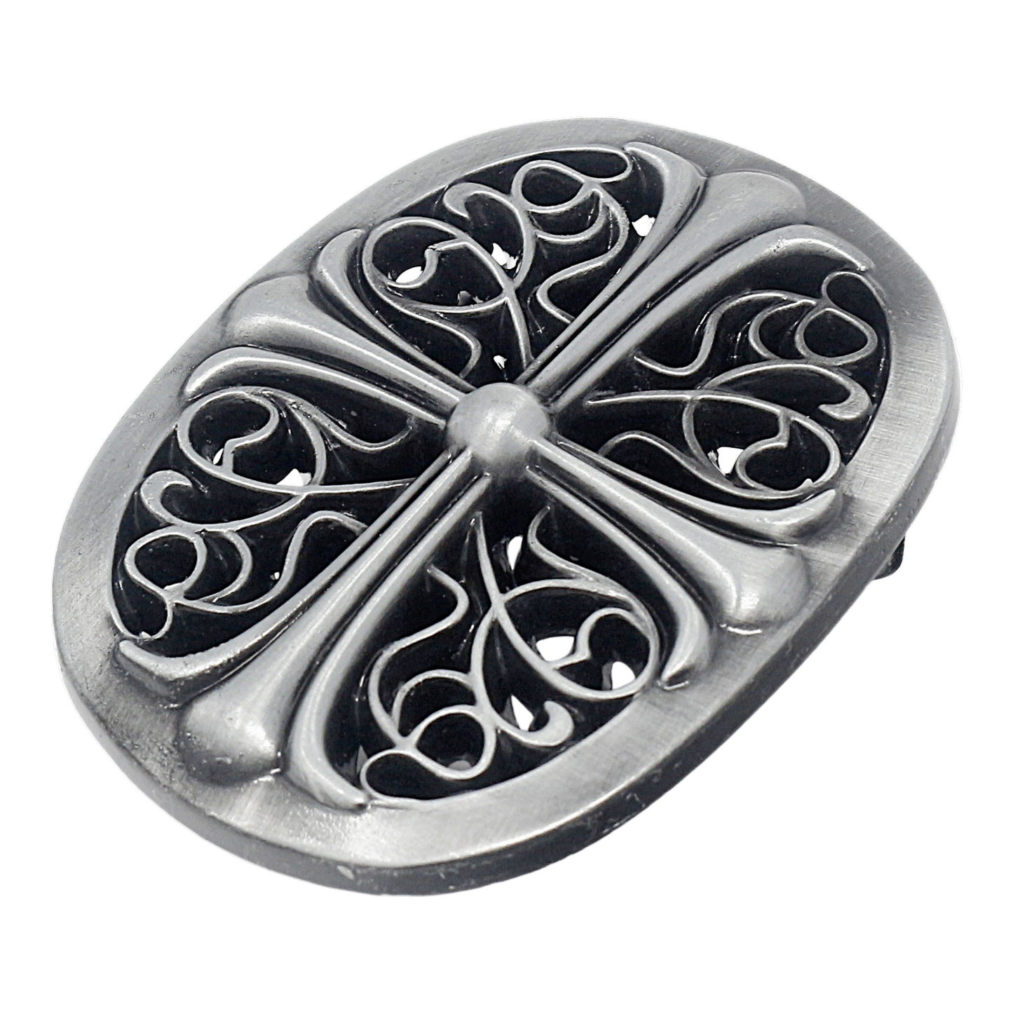 QHA Mens Antique Gothic Designer Cross Oval Belt Buckle, Fits - Buckle Detail - QHA UK