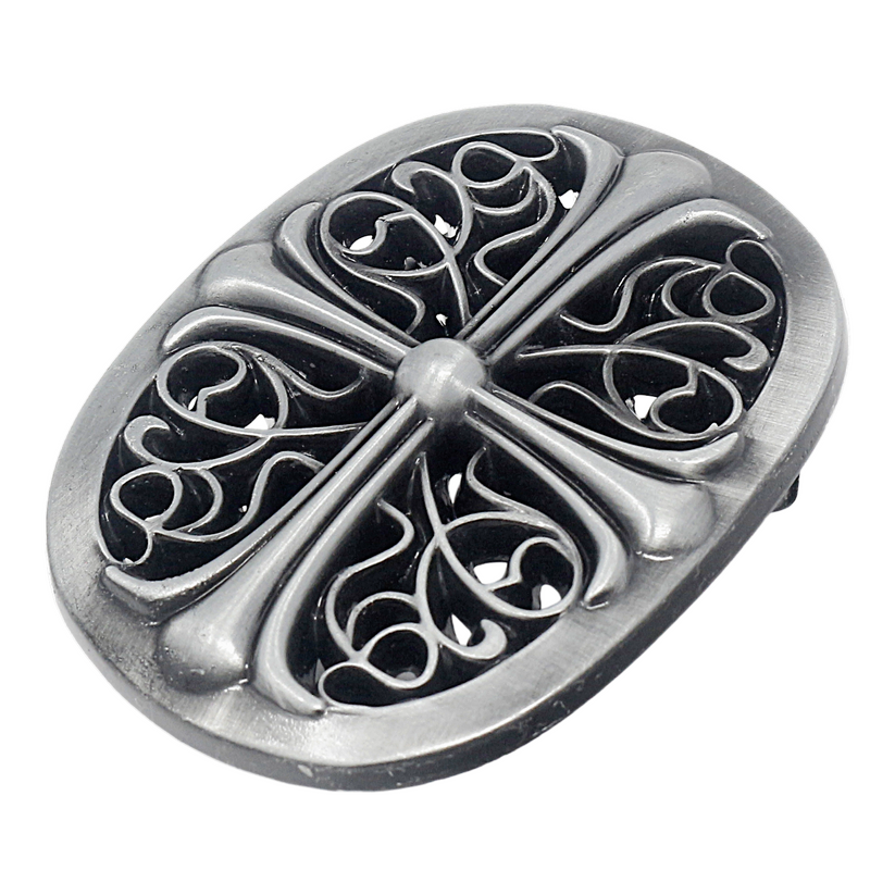 QHA Mens Antique Gothic Designer Cross Oval Belt Buckle, Fits - Buckle Detail - QHA UK
