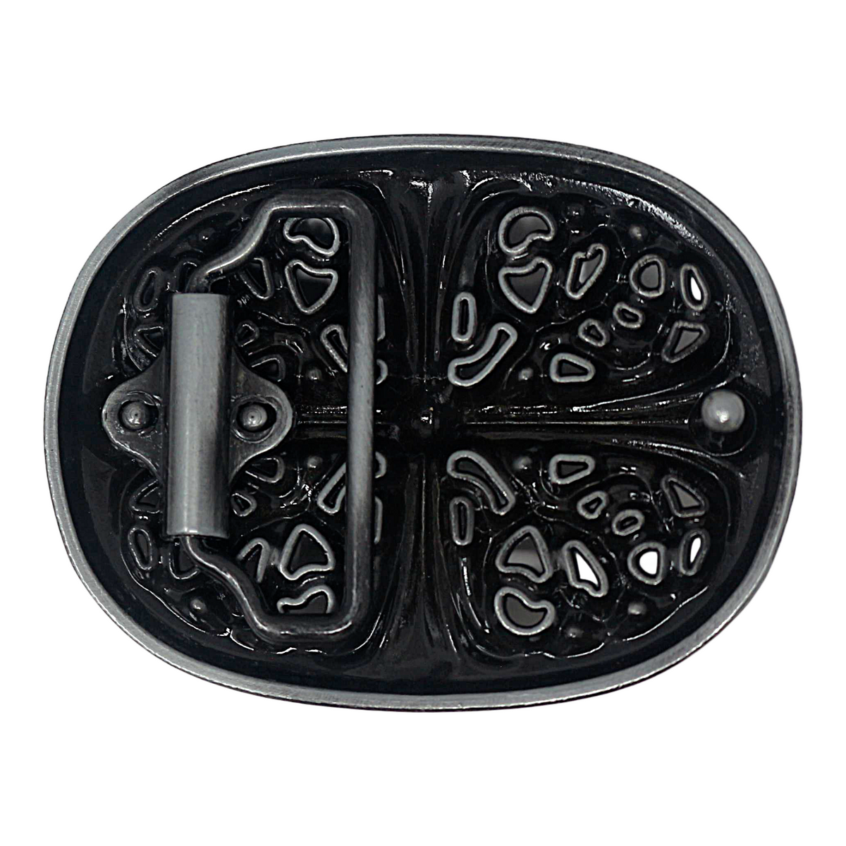 Mens Full Grain Leather Belt 38mm Black Antique Buckle Casual - Texture Detail - QHA UK