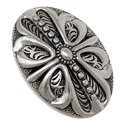 QHA Mens Antique Silver Western Floral Cross Belt Buckle Fits - Buckle Detail - QHA UK