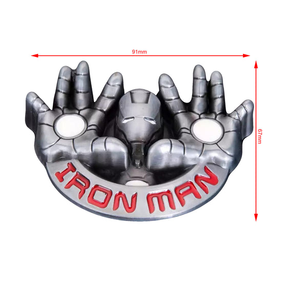 QHA Mens Iron Man Belt Buckle, Antique Silver Hero Design Fits - Front View - QHA UK