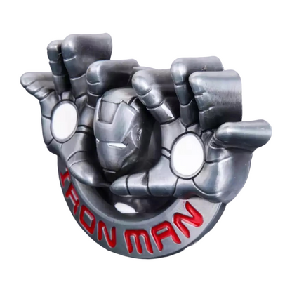QHA Mens Iron Man Belt Buckle, Antique Silver Hero Design Fits - Front View - QHA UK