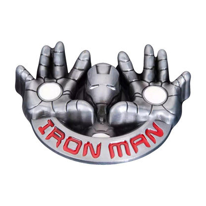 QHA Mens Iron Man Belt Buckle, Antique Silver Hero Design Fits - Front View - QHA UK
