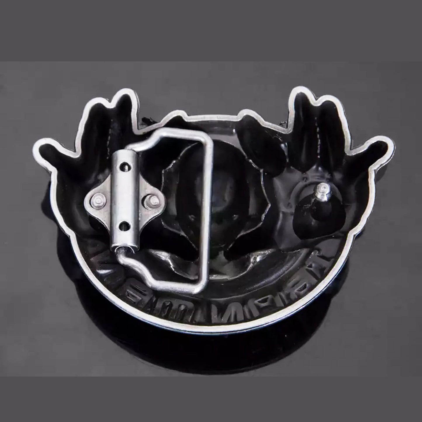 QHA Mens Iron Man Belt Buckle, Antique Silver Hero Design Fits - Front View - QHA UK