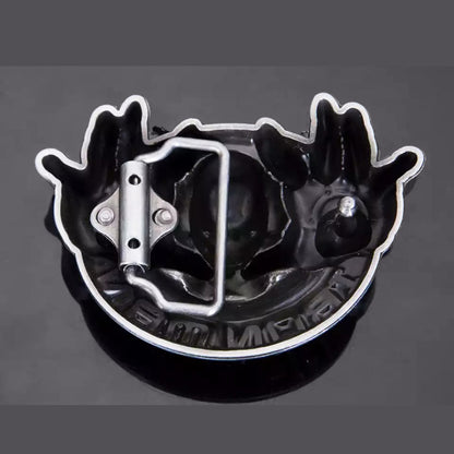 QHA Mens Iron Man Belt Buckle, Antique Silver Hero Design Fits - Front View - QHA UK