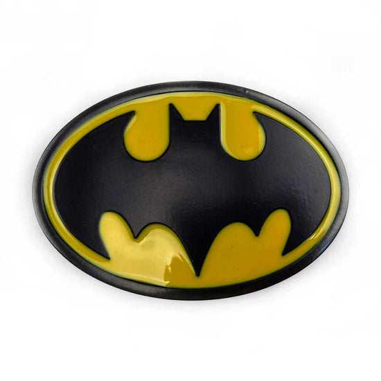 QHA Mens Classic Bat Symbol Belt Buckle, Black & Yellow Enamel - QHA UK