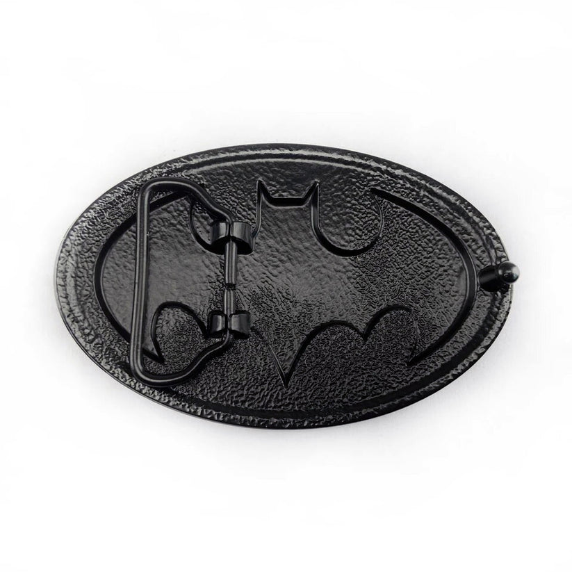 QHA Mens Classic Bat Symbol Belt Buckle, Black & Yellow Enamel - Buckle Detail - QHA UK