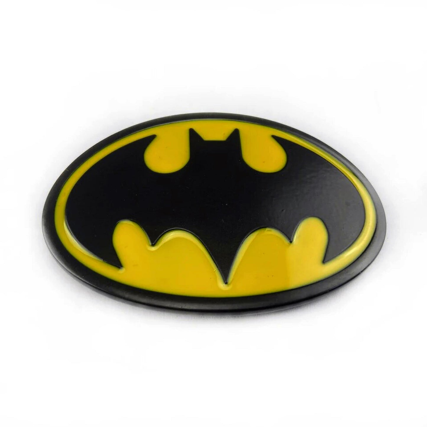 QHA Mens Classic Bat Symbol Belt Buckle, Black & Yellow Enamel - Buckle Detail - QHA UK