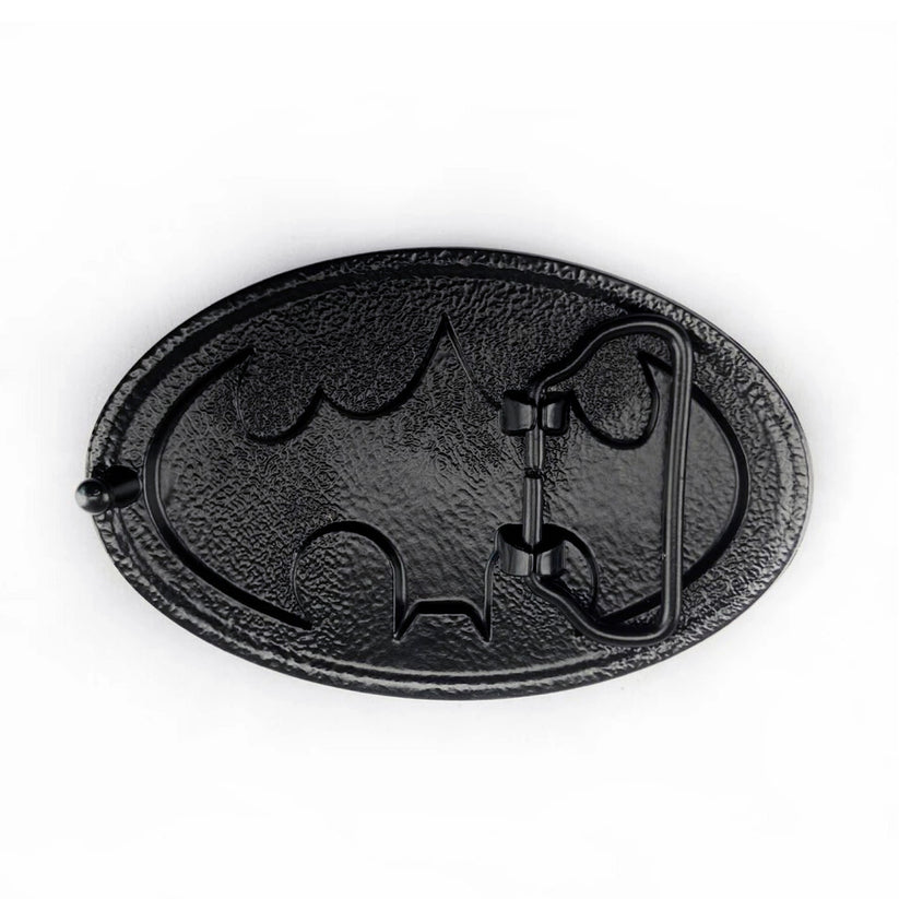 QHA Mens Classic Bat Symbol Belt Buckle, Black & Yellow Enamel - Buckle Detail - QHA UK