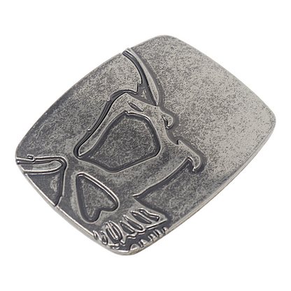 QHA Mens Antique Silver Skull Profile Belt Buckle Fits 38mm Snap - Buckle Detail - QHA UK