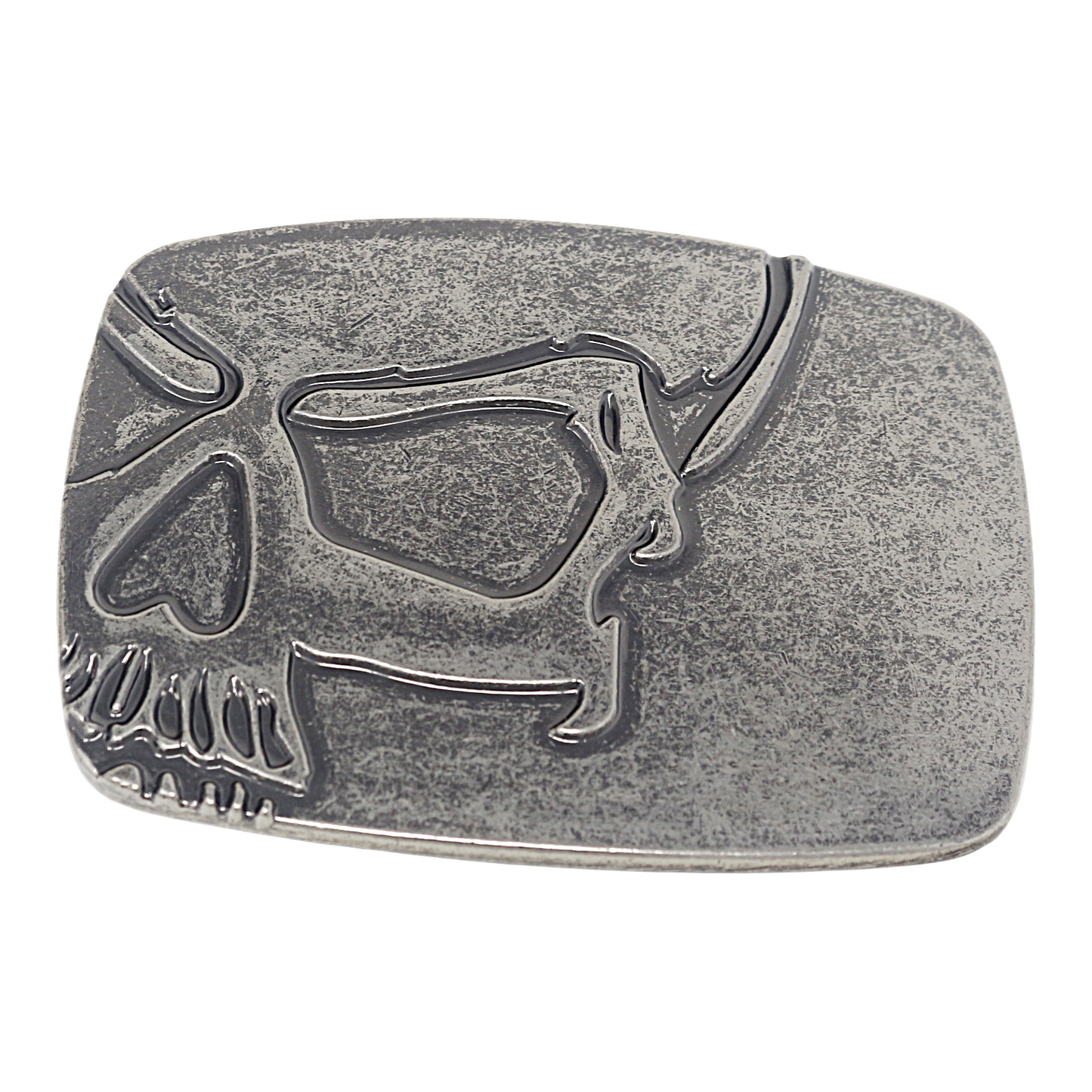 QHA Mens Antique Silver Skull Profile Belt Buckle Fits 38mm Snap - Buckle Detail - QHA UK