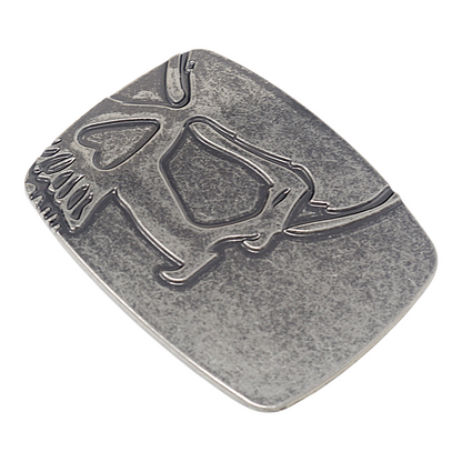 QHA Mens Antique Silver Skull Profile Belt Buckle Fits 38mm Snap - Buckle Detail - QHA UK