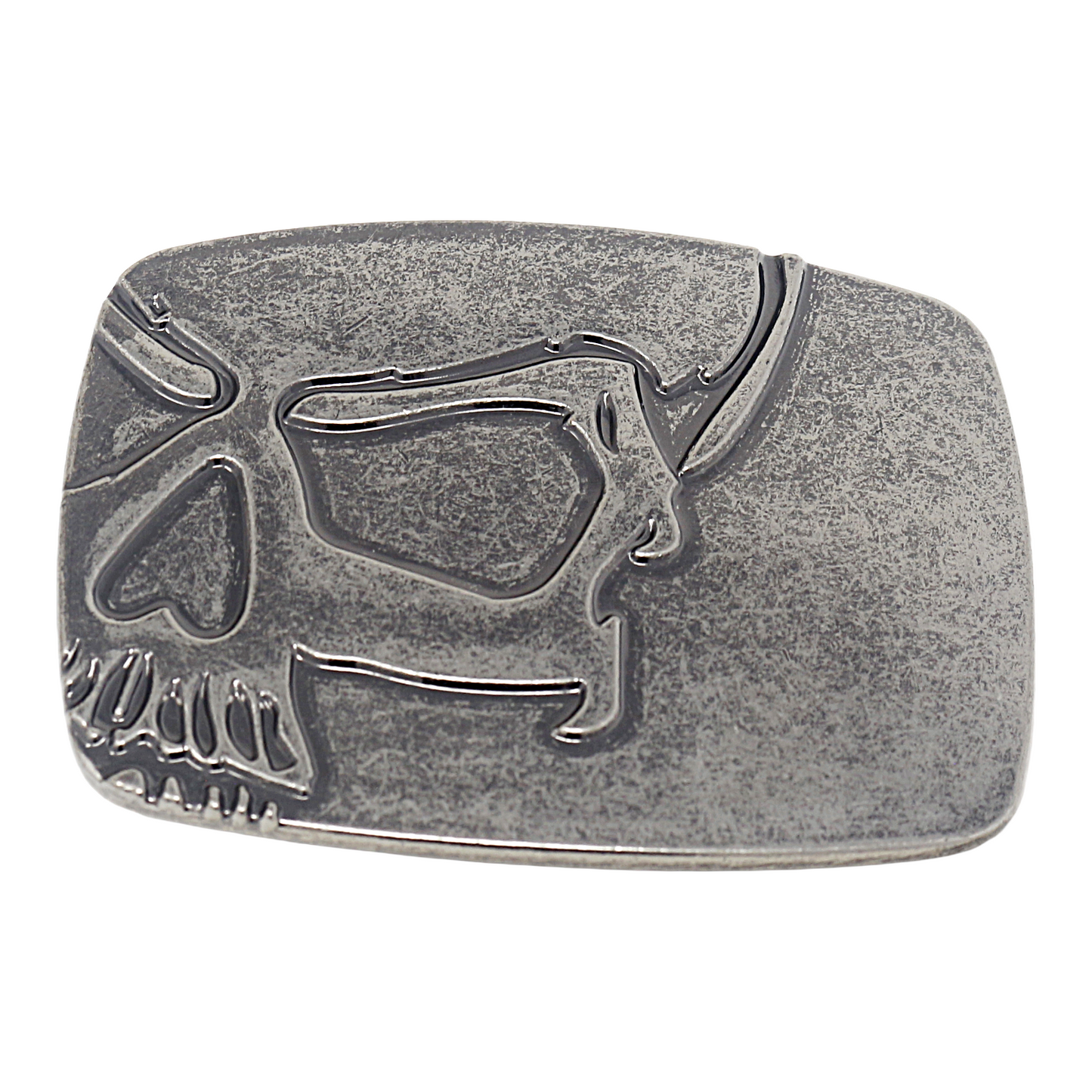 QHA Mens Antique Silver Skull Profile Belt Buckle Fits 38mm Snap - Buckle Detail - QHA UK