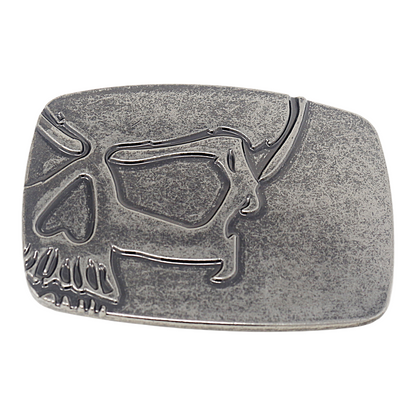 QHA Mens Antique Silver Skull Profile Belt Buckle Fits 38mm Snap - Buckle Detail - QHA UK