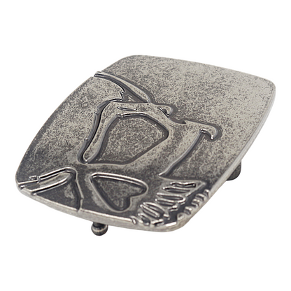 QHA Mens Antique Silver Skull Profile Belt Buckle Fits 38mm Snap - Buckle Detail - QHA UK