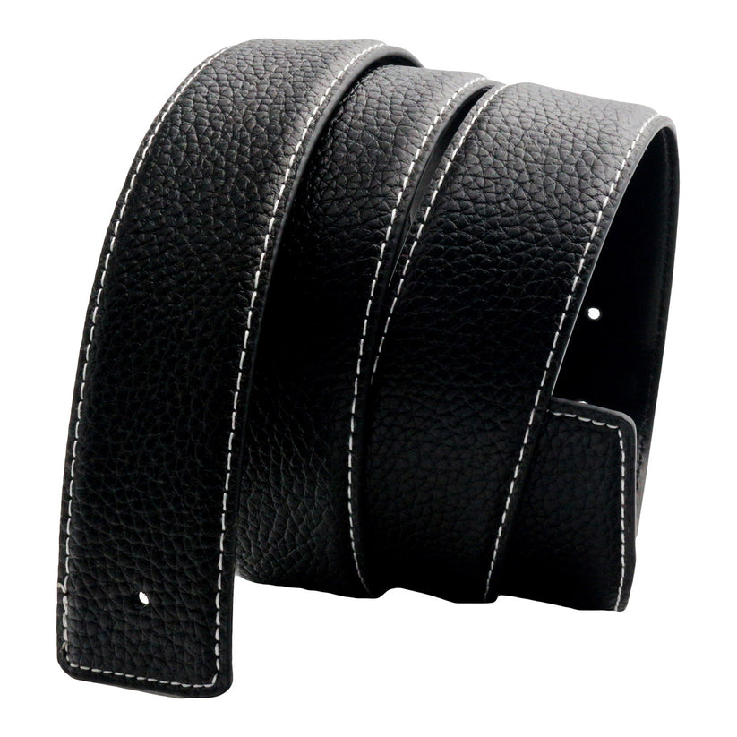 QHA Unisex 38mm Split Leather Strap for Buckle, Contrast Stitch - Buckle Detail - QHA UK