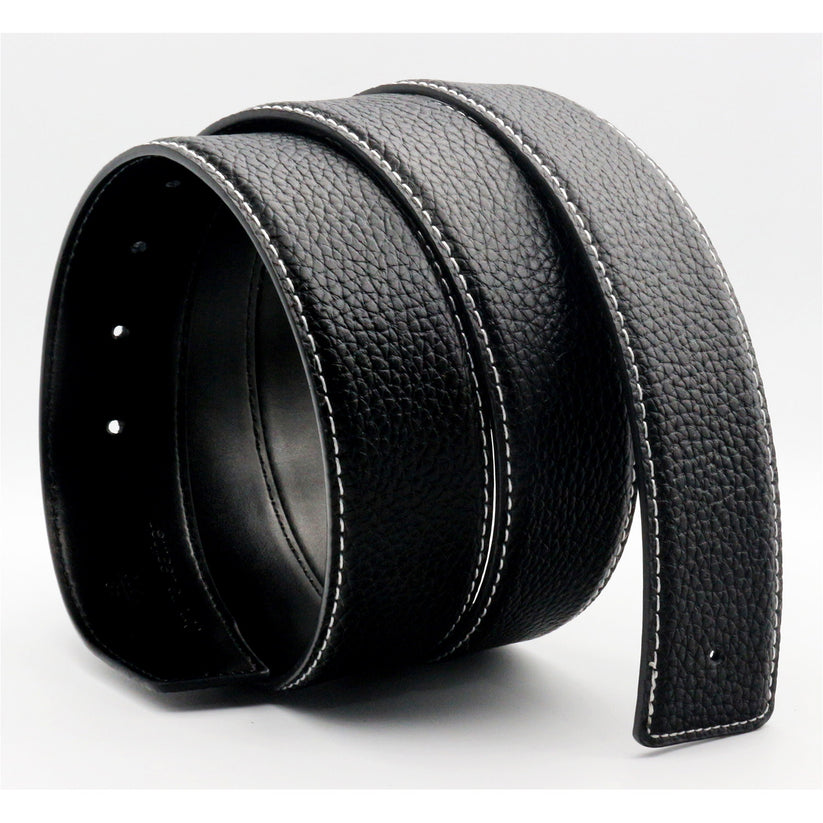 QHA Unisex 38mm Split Leather Strap for Buckle, Contrast Stitch - Buckle Detail - QHA UK