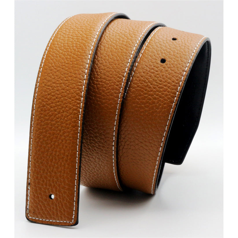 QHA Unisex 38mm Split Leather Strap for Buckle, Contrast Stitch - Buckle Detail - QHA UK