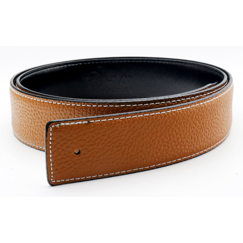QHA Unisex 38mm Split Leather Strap for Buckle, Contrast Stitch - Buckle Detail - QHA UK