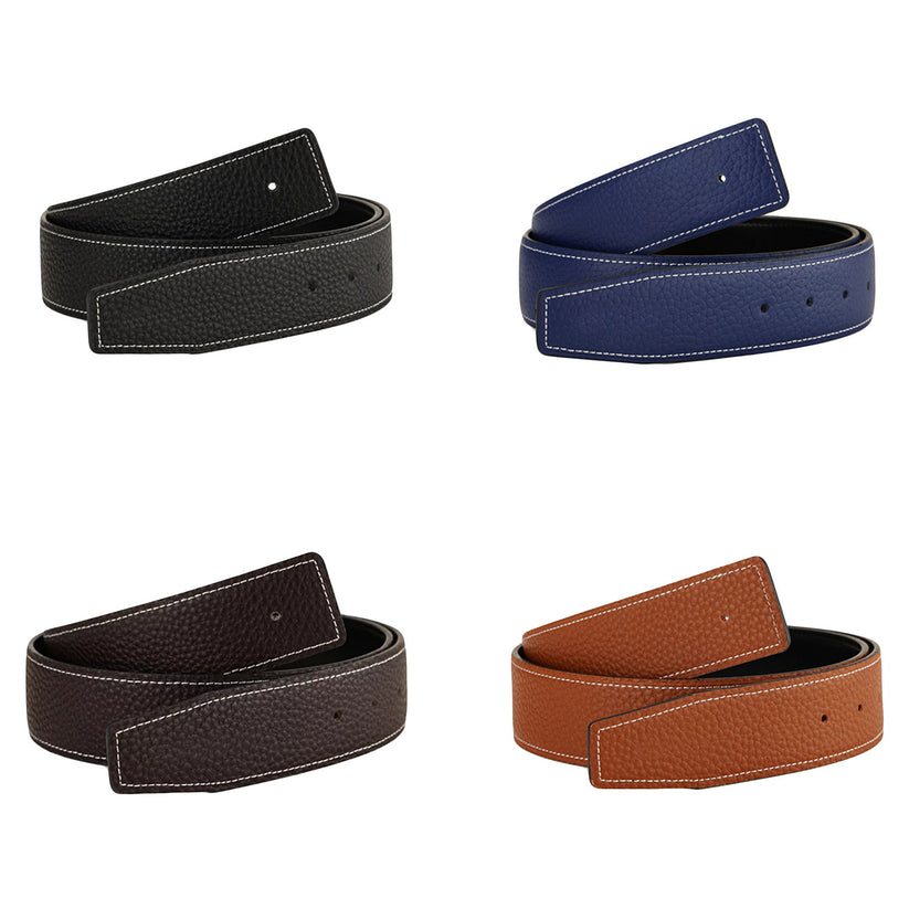 QHA Unisex 38mm Split Leather Strap for Buckle, Contrast Stitch - Buckle Detail - QHA UK