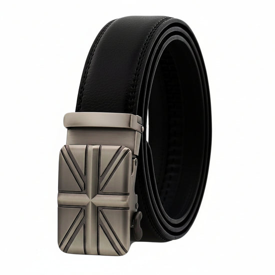 QHA Mens Union Jack Ratchet Belt 35mm British Flag Automatic Buckle Q53 - Buckle Detail - QHA UK