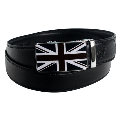 QHA Mens Union Jack Ratchet Belt 35mm British Flag Automatic Buckle Q53 - QHA UK