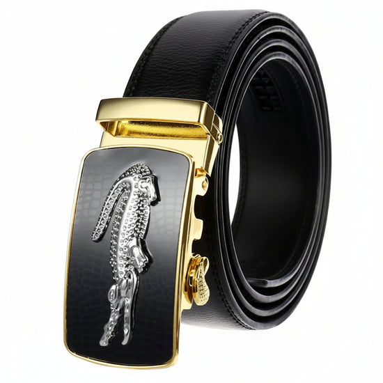 QHA Men's Alligator Buckle Ratchet Belt 35mm Holeless Black Q48 - QHA UK
