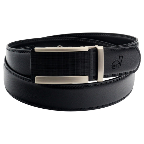 QHA Men's Diagonal Stripe Ratchet Belt 35mm Gunmetal Holeless Q38 - QHA UK