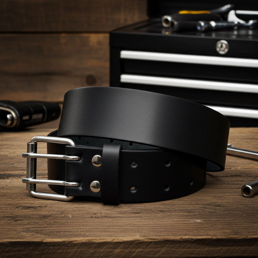 QHA Men's Genuine Leather Belt | Double Pin Buckle | Black & Brown | 32"–60" - QHA UK