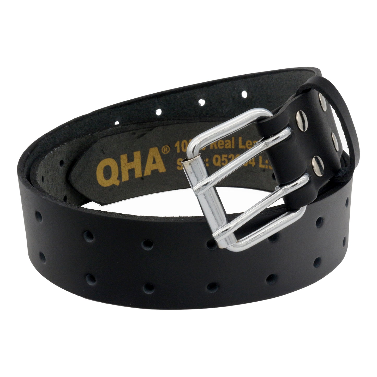 QHA Men's Genuine Leather Belt | Double Pin Buckle | Black & Brown | 32"–60" - QHA UK