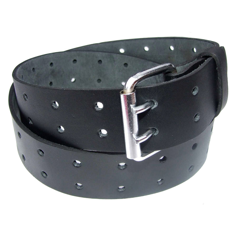 QHA Men's Genuine Leather Belt | Double Pin Buckle | Black & Brown | 32"–60" - QHA UK
