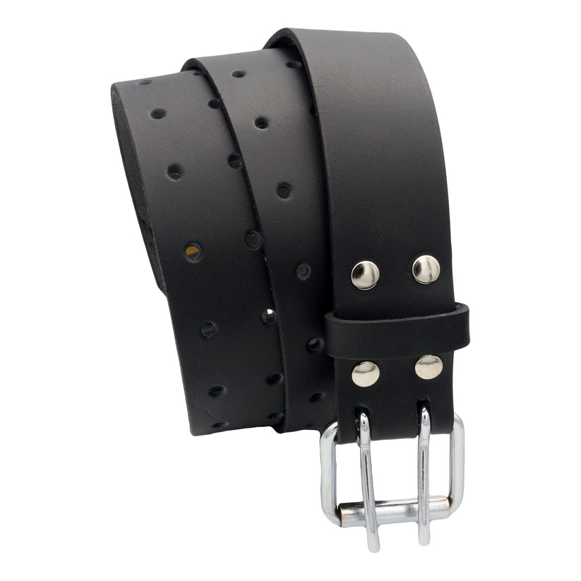 QHA Men's Genuine Leather Belt | Double Pin Buckle | Black & Brown | 32"–60" - QHA UK