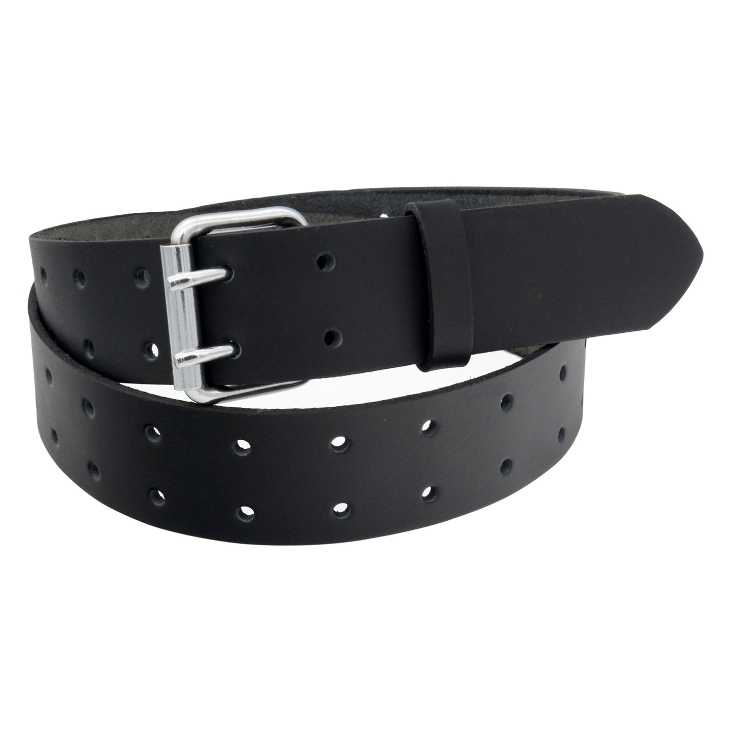 QHA Men's Genuine Leather Belt | Double Pin Buckle | Black & Brown | 32"–60" - QHA UK