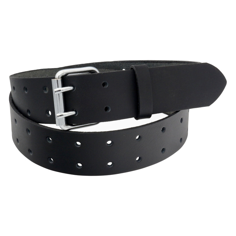 QHA Men's Genuine Leather Belt | Double Pin Buckle | Black & Brown | 32"–60" - QHA UK