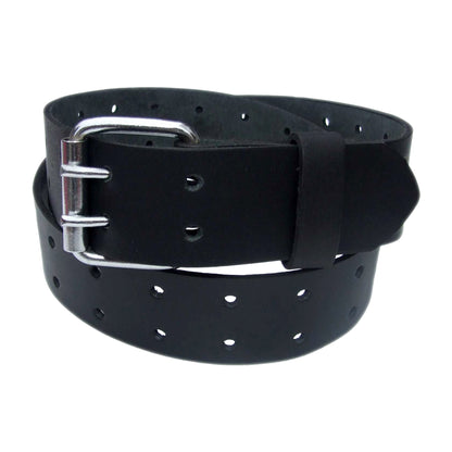 QHA Men's Genuine Leather Belt | Double Pin Buckle | Black & Brown | 32"–60" - QHA UK