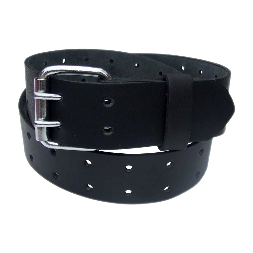 QHA Men's Genuine Leather Belt | Double Pin Buckle | Black & Brown | 32"–60" - QHA UK
