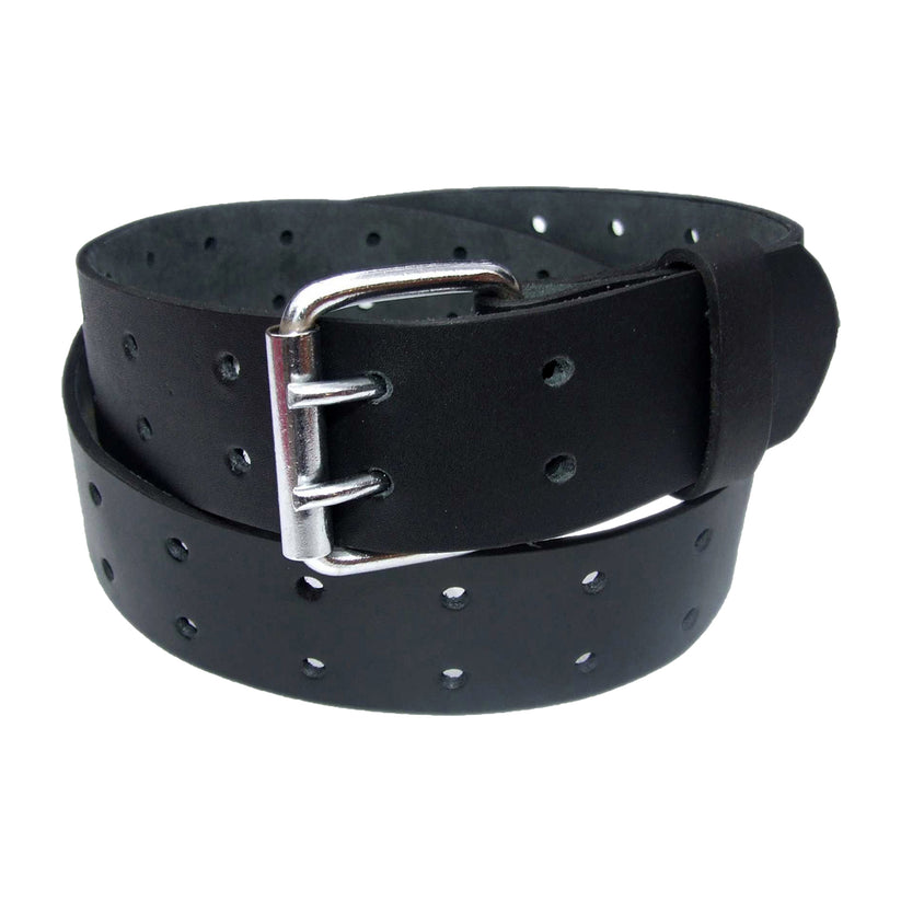 QHA Men's Genuine Leather Belt | Double Pin Buckle | Black & Brown | 32"–60" - QHA UK