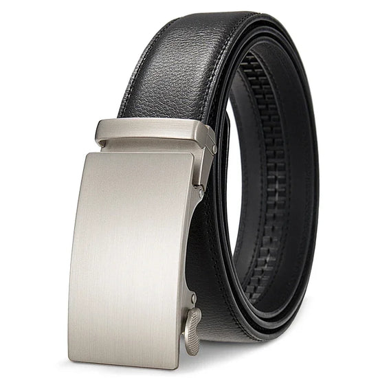 QHA Men's Leather Ratchet Belt – 35mm, Holeless, Black & Brown, 110-140cm - QHA UK