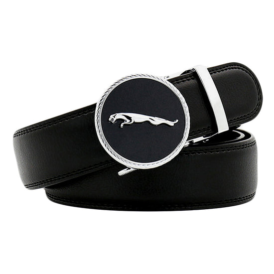 QHA Men's Jaguar Buckle Ratchet Belt 35mm Silver-Tone Holeless Q41 - QHA UK