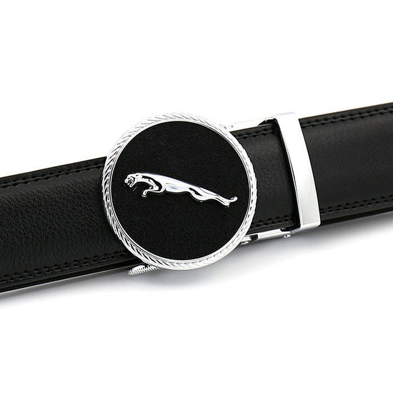 QHA Men's Jaguar Buckle Ratchet Belt 35mm Silver-Tone Holeless Q41 - QHA UK