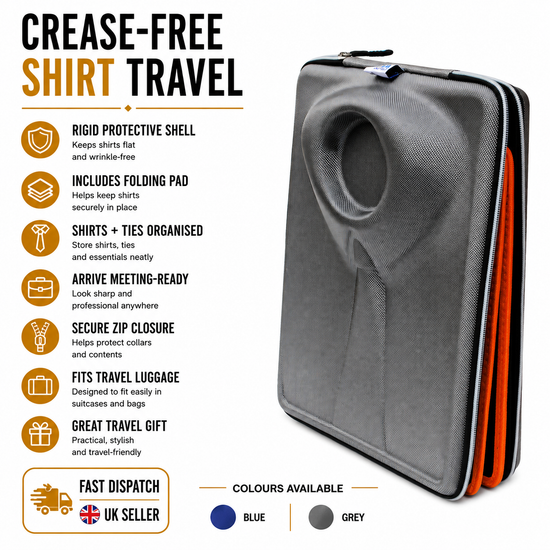 QHA Q95 Hard Shirt Carrier Case | Travel Shirt Tie Folder | Crease Free - QHA UK