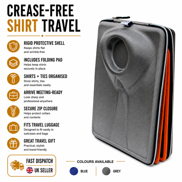 QHA Q95 Hard Shirt Carrier Case | Travel Shirt Tie Folder | Crease Free - QHA UK